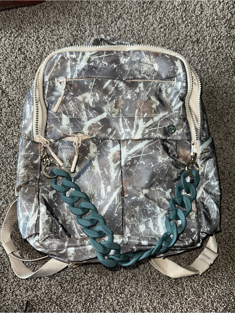 Iris and Rainbow Camo Backpack with Chain accessory .. only used one time